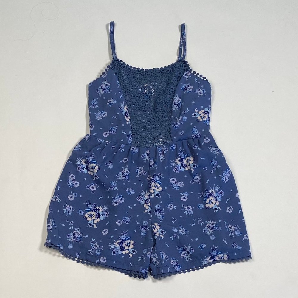 Girls floral romper with lace